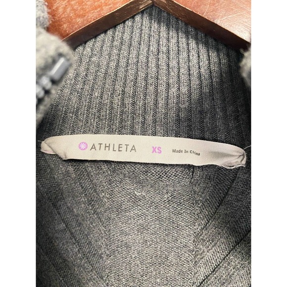 Athleta Women’s Ribbed Knit 1/4 Zip Mock Neck Sweater Dress Grey‎ Size XS - Picture 4 of 6